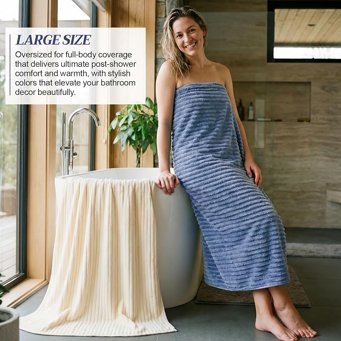 4 Pcs Extra Large Bath Towel Set 40x80'' Oversized Bath Sheet for Adult Microfiber Quick Dry Fluffy Absorbent Blanket with Hanging Loop for Pool Gym Body Shower(Pink, Beige, Gray, Blue)