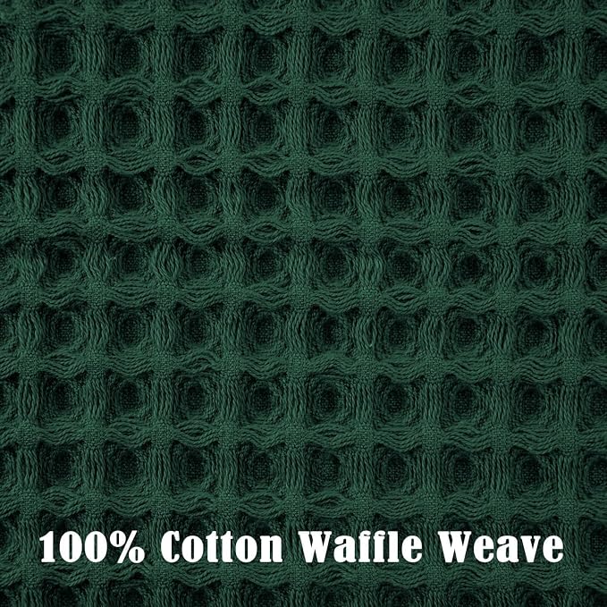 Jacquotha Waffle Hand Towels Set of 5 (Hunter-Green) – Cotton, Quick Dry, Lint Free, 13” x 29”, Bathroom Decor & Kitchen Towels