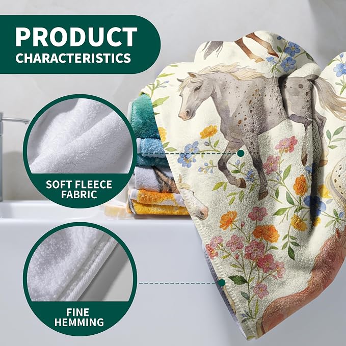 Watercolor Horse Animals Bath Towels Soft Absorbent Oversized Towel for Bathroom Men Women