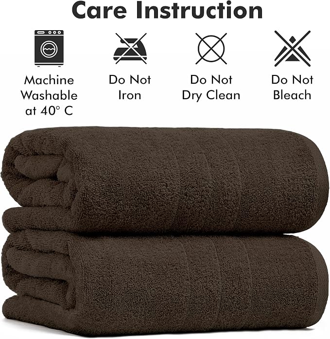 Bath Sheets – 550 GSM Extra Large Bathroom Sheet Set – Pack of 2 Jumbo Towels Dark Brown (71x35in) – 100% Ring Spun Cotton Soft Quick Dry Large Bath Towels for Adults Hotel Spa Bathroom Use