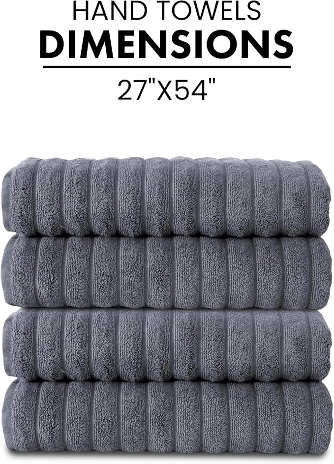 Classic Turkish Towels CTT Premium 4 Pack Bath Towels Set, Made with 100% Turkish Cotton, Spa & Hotel, Quick Drying Towels, Absorbent & Comfy | 27"x54" (Grey)