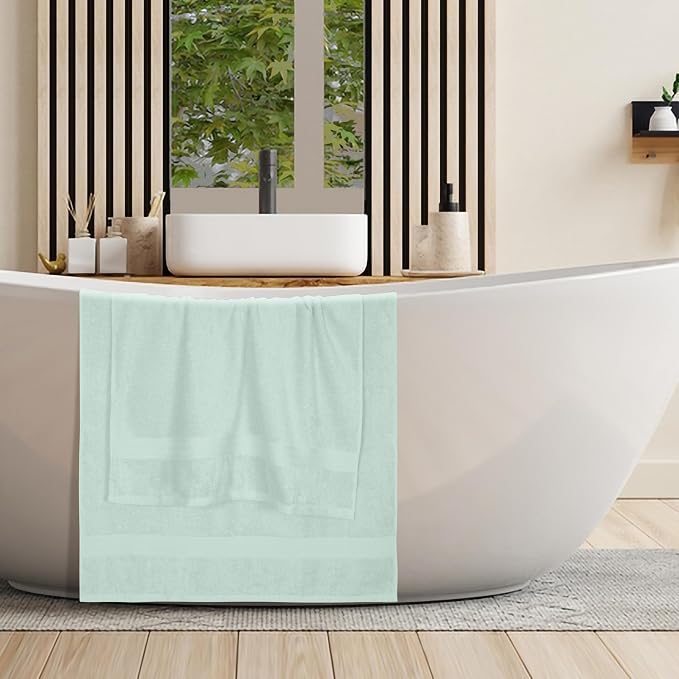 BOUTIQUO Cotton 2 Pack Oversized Bath Towel Set, Large Bath Towels 27x54, Ultra Soft, Absorbent, Compact, Quick Drying and Lightweight, Eco-Friendly and 100% Recyclable Towel Set - Sea Green