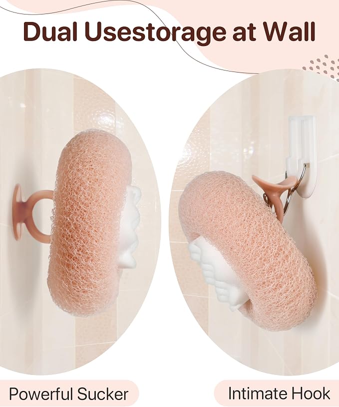 Super Soft Sunflower Suction Cup Bath Sponge loofah, 2026 Upgraded 2-in-1 Sunflower Ball Exfoliating Bath Sponge Cleaning Brush, Mesh Shower Body Sponge Accessories for Women, Men Shower (5 Color)