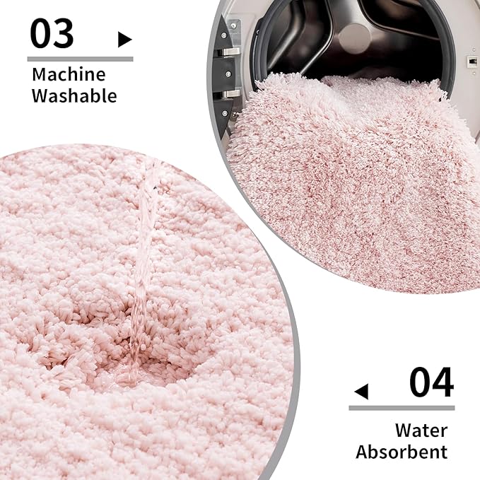 Disolla Bathroom Runner Rug 24x70 Non Slip Fluffy Long Bath Mat for Bathroom Floor Washable Plush Luxury Bath Rug for Tub Absorbent Shower Sink Mat Bedside Rug, Sakura Pink