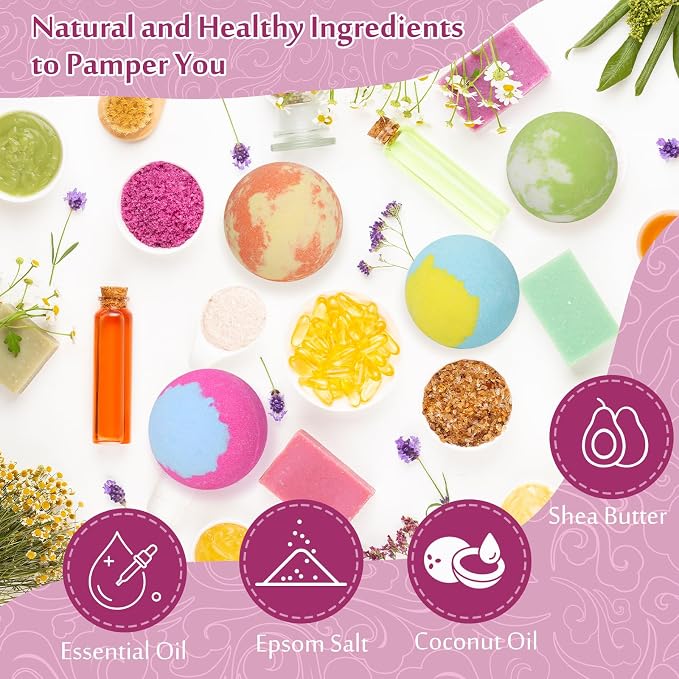 Bath Bombs for Women, 20 Bath Bombs Gift Set with Shea Butter Moisturizing & Essential Oils, Mothers Day Gifts for Mom, Women, Her/Him, Girlfriend, Wife, Birthday, Spa Relaxing Bubble Bath Fizzy Ball