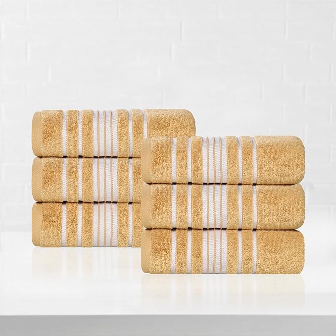 Superior Cotton Hand Towel Set, Small Towels, Plush Soft Absorbent Bathroom Basics, Home Essentials, Spa, Salon, Hotel, Kitchen, Luxury Quick Drying, Zero-Twist, Solid, Sadie Collection, Gold