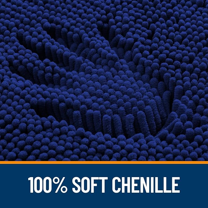 OLANLY Large Bathroom Rugs 50x30, Extra Soft Absorbent Chenille Bath Rugs, Rubber Backing Quick Dry, Machine Washable Bath Mats for Bathroom Floor, Tub and Shower, Home Decor Accessories, Navy