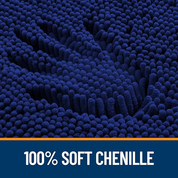 OLANLY Bathroom Runner Rugs 59x24, Extra Soft Absorbent Chenille Bath Rugs, Rubber Backing Quick Dry, Machine Washable Long Bath Mats for Bathroom Floor, Tub and Shower, Home Decor Accessories, Navy