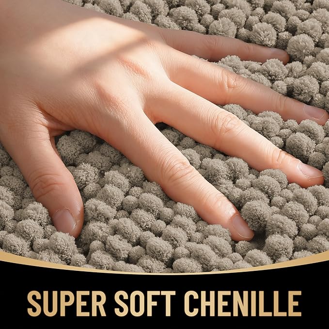 OLANLY Thick Bathroom Rugs 36x24, Extra Soft Absorbent Chenille Bath Rugs, Rubber Backing, Machine Wash Dry, Bath Mats for Bathroom Floor, Tub and Shower, Home Decor Accessories, Warm Taupe