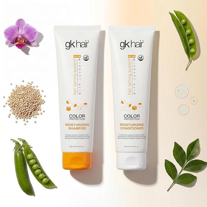 GK HAIR Travel Size Shampoo Conditioner set | Curly Hair Shampoo & Conditioner For Color Protection | Made with Aloe vera, Parki Butter | Free of Parabens Phthalates Sulfate Free 3.4 Fl Oz