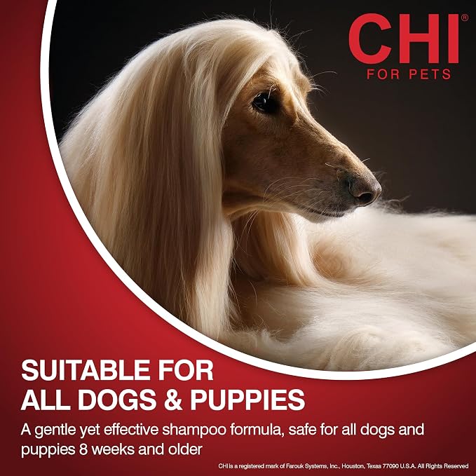 CHI for Dogs Tearless Puppy Shampoo with Silk Protein, Gentle Dog Wash for Young Coats, pH Balanced Sulfate and Paraben Free Formula, Puppies 8 Weeks+, Made in the USA, 16 Fl Oz