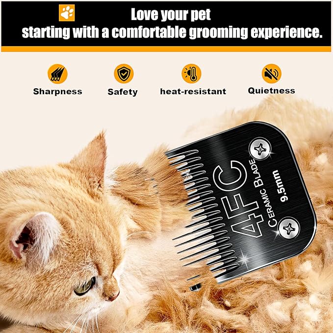 Dog Grooming Blades Compatible with Andis Clippers 4FC Blade (9.5mm) | Dog Clipper 4FC Blades For Most OsterA5, Wahl KM Series Pet Clippers