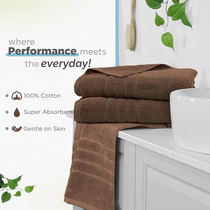 Martex 2-Pack Ultimate Performance Bath Sheet Set, Chocolate, 33" x 65" | 100% Cotton, Extra Large Bath Towels, Super Absorbent, Low-Linting, Supersoft