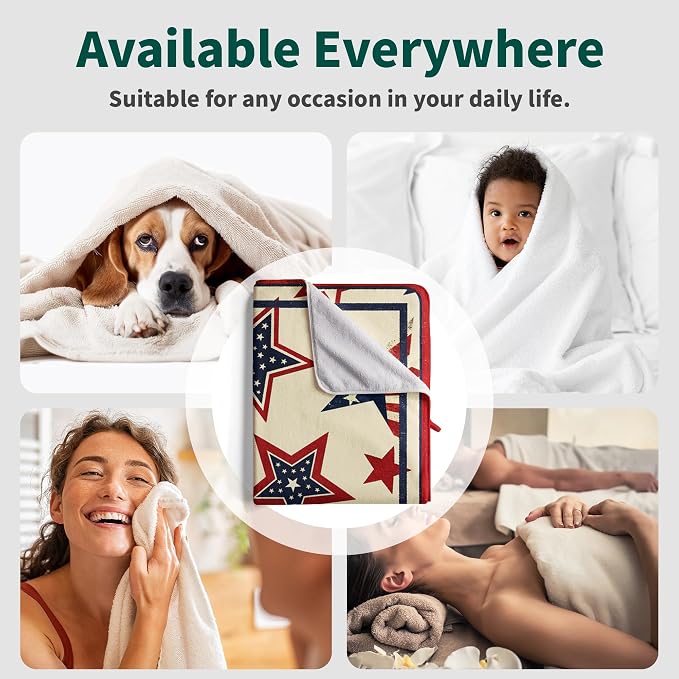 America Stars Patriotic Bath Towel Memorial Day Home Decor Bathroom Towel Oversized