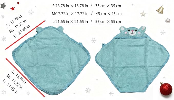 Dog Hooded Bathrobe Towel Fast Drying Absorbent Bath Warm Blanket | Blue M