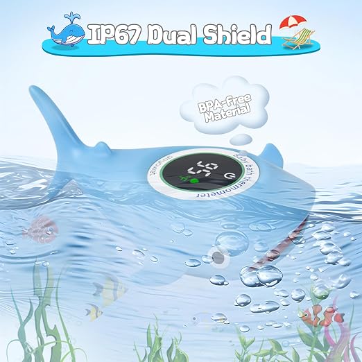 Baby Bath Thermometer, Floating Whale Toy - Baby Bathing Safety Monitor | Cold and Warm Dual Zone Color Code, Real-time Water Temperature Sensor, Detachable Floating Toy, Special Supply for Maternal