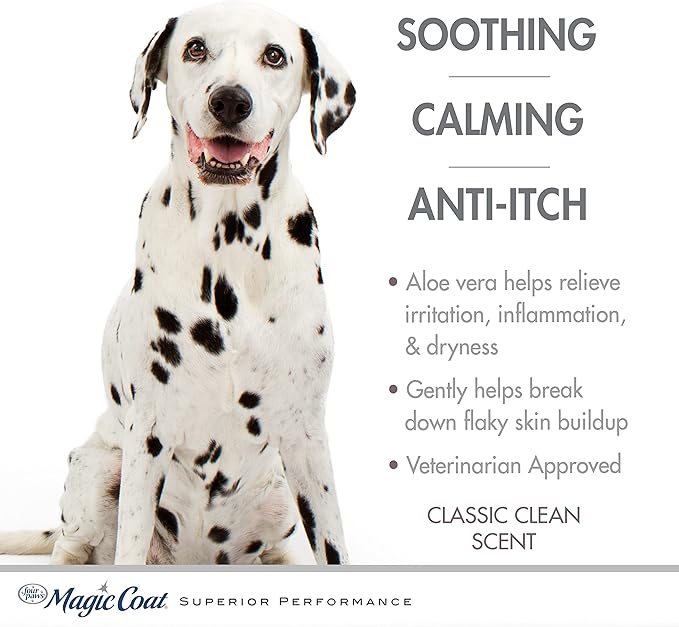 Four Paws Magic Coat Medicated Shampoo for Dogs with Coal Tar, Moisturizing Dog Wash for Itchy Dry Skin, Dog Grooming, Classic Clean Scent, 16 Ounce