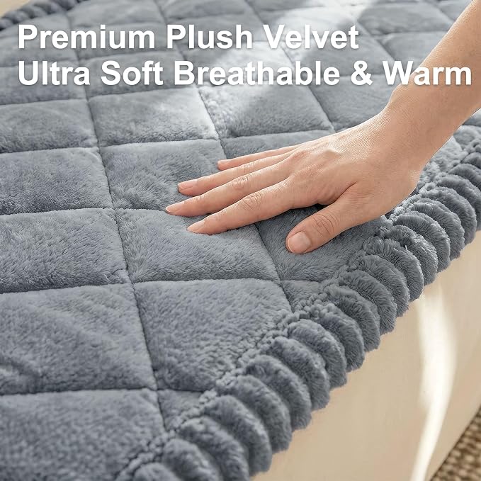 Smiry Couch Cover for Dogs, Non Slip Washable Pet Sofa Protector for Large Dogs, Cats, Fuzzy Plush Sofa Covers Backrest & Armrest, Against Fur, Dirt & Scratch Resistant, Grey, 35.4"×35.4"