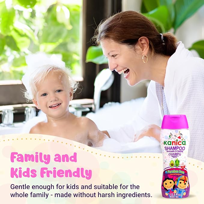 KANICA Kids Shampoo, Avocado & Aloe Vera Gentle Hair Cleanser, Paraben & Alcohol Free, Nourishing Daily Shampoo for Kids Hair Care, 13.5 fl oz (Pack of 2)