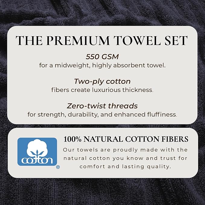 Great Bay Home 2 Pack Bath Sheet Set - 100% Cotton Towel Set - Absorbent & Quick-Dry Towels for Bathroom (Navy Blue)