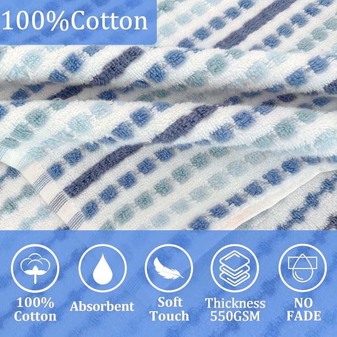 VOOVA & MOVAS Hooded Bath Towels for Kids | Soft Absorbent 100% Cotton Thick Towel Wrap | Versatile Beach, Pool, Swim & Bath Cover-Up | Blue White Plaid