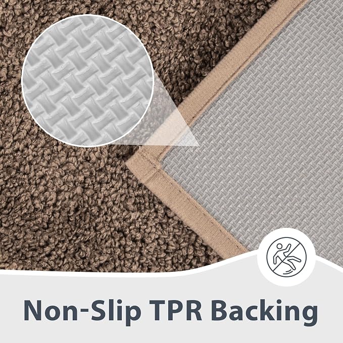 anllugs Bathroom Rugs 20" x 30", Non-Slip Extra Soft Absorbent Bath Rugs, Machine Washable Quick Dry Bath Mats for Bathroom Floor, Shower, Bathtub and Sink, Checkered Grayish Brown & Coffee
