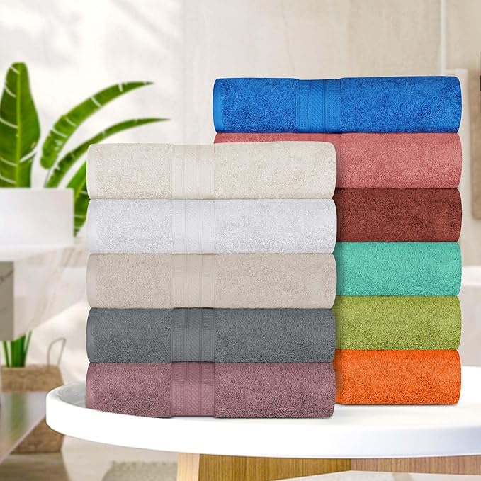 Superior Long Staple 100% Combed Cotton 700GSM 2-Piece Solid Bath Sheet Set for Bathroom, Shower, Kitchen-Super Soft, Plush, Highly Absorbent, Assorted 2-Piece Bath Seets, Ivory