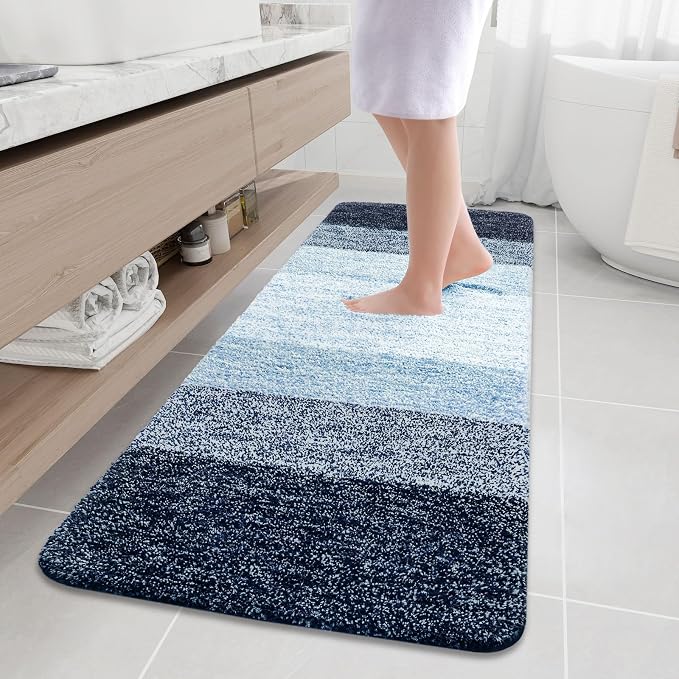 Arotive Microfiber Bathroom Rugs, Shaggy Soft and Absorbent Bath Rug, Thick Plush Machine Washable Dry Bath Mats for Bathroom, Tub and Shower, 70x24, Dark Blue, Rectangular