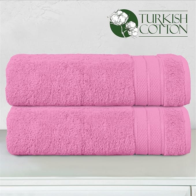 Elegant Comfort Three Line Popcorn Towel Set for Bathroom 27 x 54 inches, Premium Hotel Quality 2-Pack Bath Towels, 100% Turkish Cotton, Soft and Durable, Quick Dry and Highly Absorbent, Light Pink