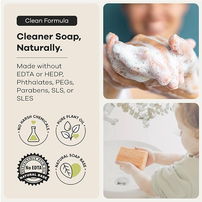 Australian Botanical Soap, 6.6 OZ, Vitamin C and Valencia Orange, Triple Milled Bars made with a Natural Soap Base and Enriched with Organic Shea Butter, Pack of 8
