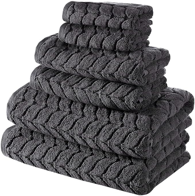 BAGNO MILANO Turkish Cotton Bath Towels, Hand Towels - Soft Plush Jacquard Collection Luxury Towels Set (Charcoal, Bath Sheet 35x70)
