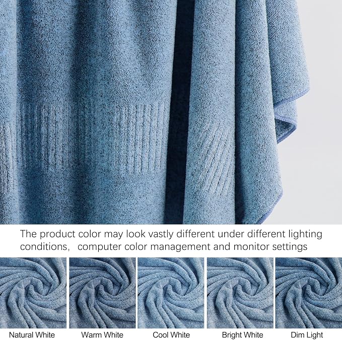 SEISSO Bath Towels,Extra Absorbent & Quick Drying Towels for Bathroom,Fibre Large Bath Towel,Super Soft Multipurpose Use for Fitness,Spa,Sports Towels,Yoga Towel (Light Blue, 2 Piece Bath Sheet)