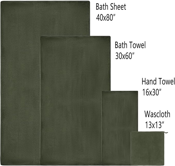 Oversized Bath Towels Extra Large 40x80 Inches Bath Sheets for Adults Super Soft Quick Dry Highly Absobent Microfiber Shower Towels (6 Piece,Green)
