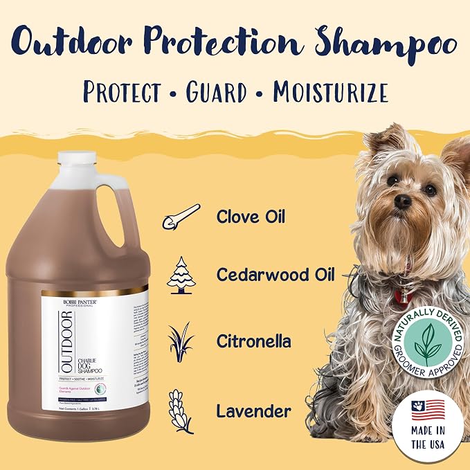 Bobbi Panter Outdoor Dog Shampoo Citronella, Cedarwood & Lavender – Protective Natural Formula for Outdoor Exposure, Cleanses & Soothes Skin, Tear-Free, 20:1 Concentrate, Made in USA, 1 Gallon