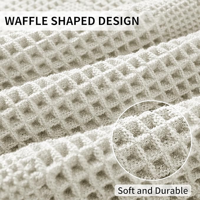 Waffle Bath Mat - Super Water Absorbing Bath Mat Quick Dry, Bathroom Rugs Non Slip Washable with Tassels, Rubber Backed Bathroom Mat for Bathroom Floor, Tub and Shower, 24" x 36", Off-White