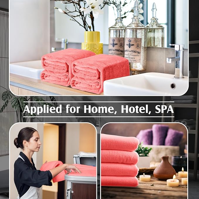 Preboun 4 Pcs Oversized Fleece Bath Towels, 40 x 80 Inch Bath Sheets Extra Large Microfiber Coral Velvet Highly Absorbent Towels 350gsm High Density Towel for Adults Home Beach (Pink)