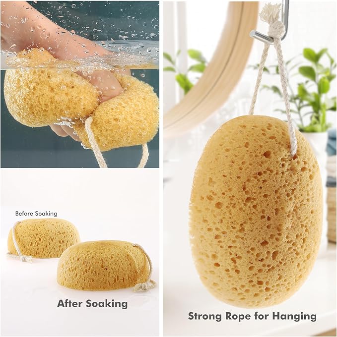 Bath Sponge, 2Pcs Large Shower Sponges for Women Men | Soft Sponge for Bathing, Exfoliating Wash Sponge Body Puff with Dense Foam for Gentle & Deep Cleanse for Sensitive Dry Skin