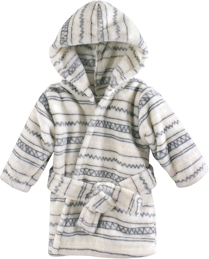 Hudson Baby Unisex Baby Plush Animal Face Bathrobe, Aztec, 0-9 Months