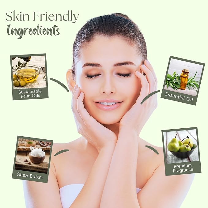 Wavertree & London French Pear Scented Natural Soap (2 Bars), 7oz Moisturizing French Triple Milled Soap Bars enriched with shea butter - Pure Plant Based Bath & Body Bars for All Skin Types