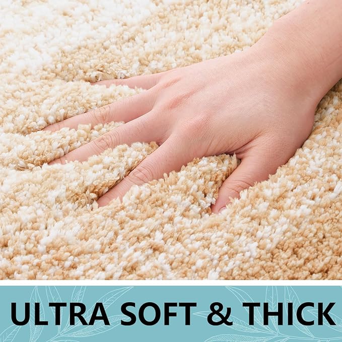 Arotive Microfiber Bathroom Rugs, Shaggy Soft and Absorbent Bath Rug, Thick Plush Machine Washable Dry Bath Mats for Bathroom, Tub and Shower, 44x24, Beige, Rectangular