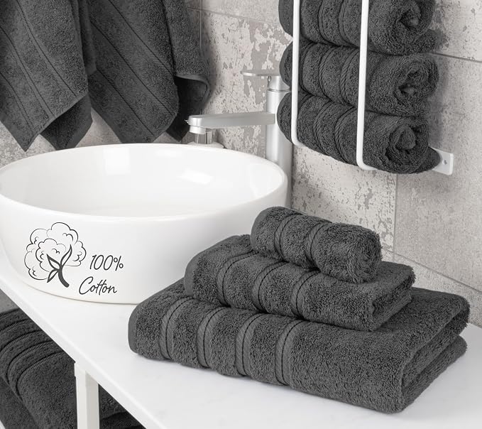 American Soft Linen 100% Cotton Luxury Turkish Towels, 3 Piece Towel Set | Soft Absorbent Quick Dry OEKO Tex Standard 100 Certificated Durable Machine Washable Breathable Premium Hotel Quality