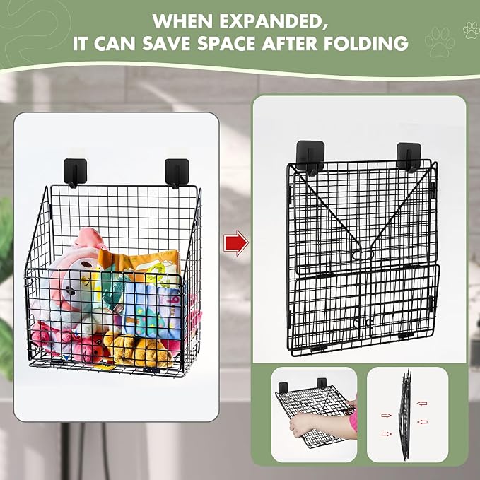 Large Bath Toy Storage, Metal Bathtub Shower Toy Holder, Foldable bath Tub Toy Organizers, Bathroom Toy Storage with Drainage for Sorting Toys/Clothes/Toiletries (1pc black)