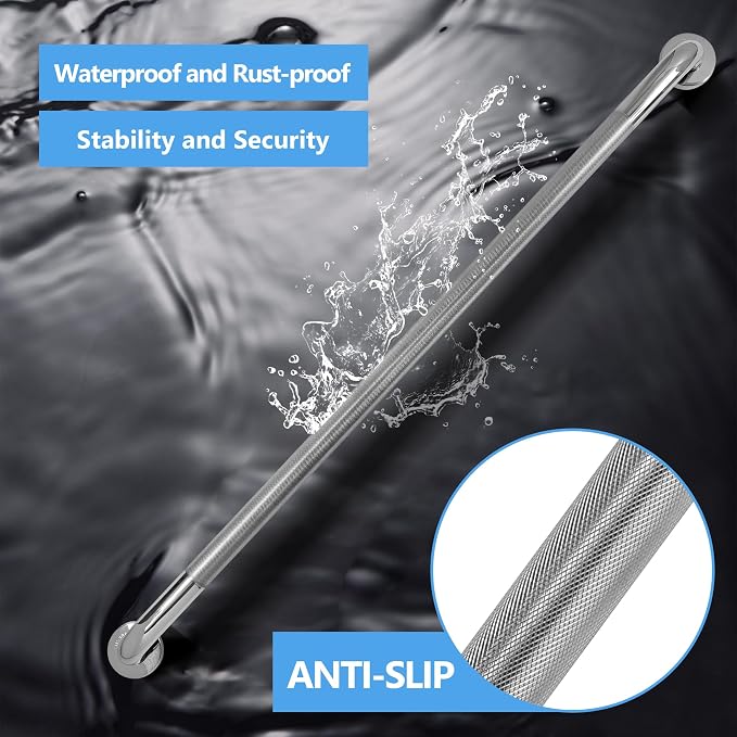 Rockgoya Shower Grab Bar, 2 Pack 39.4 Inch Bathroom Grab Bar, 304 Stainless Steel 1.25" Diameter Anti-Slip Handicap Grab Bar Support Shower Rail Senior Handrail Shower Safety Bar Handle