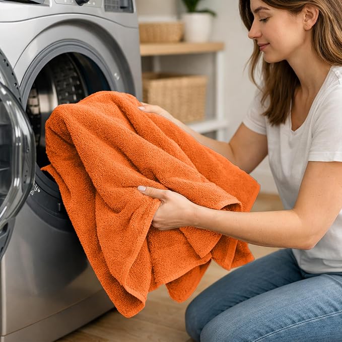 RIVERSIDE Pack of 1 Jumbo Bath Sheet 40 x 80 Inches - Extra Large Bath Towel, Super Soft & Highly Absorbent, 100% Cotton Quick Dry, Perfect to Wrap Yourself in - Orange