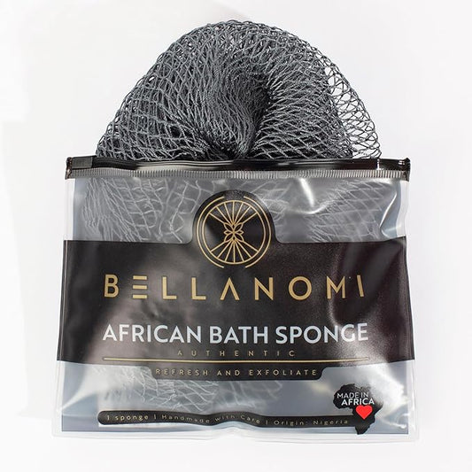 BELLANOMI African Exfoliating Net Sponge, Authentic, Ethically sourced from Nigeria, 45 inches Long, Back Scrubber for Daily use (Slate)