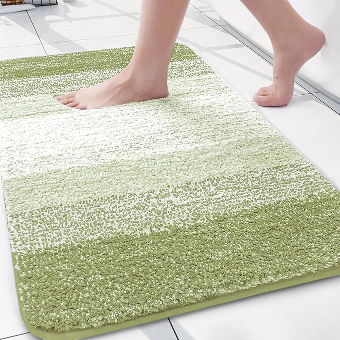 Arotive Microfiber Bathroom Rugs, Shaggy Soft and Absorbent Contour Toilet Rugs, Thick Plush Machine Washable Dry Bath Mats for Toilet Base, 24x16, Mustard Yellow, Rectangular