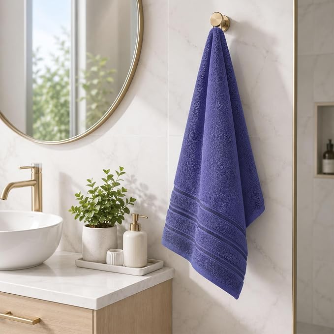 100% Cotton Bath Towel Set Pack of 6|500 GSM|Soft Large Bath Towel|Super Absorbent|Quick Dry|Ideal for Pool Home Gym Spa Hotel|Perfect for Daily Use|Bath Towel Set 27 x 54 Inches|N Blue