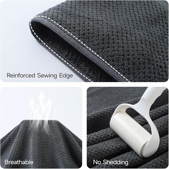 REDKISS Pack of 1 Jumbo Bath Sheet, 40 x 80 Inches Microfiber Oversized Bath Towel for Bathroom, Extra Large & Lightweight, Quick-Dry, Super Soft & Absorbent, Perfect to Wrap Yourself in, Dark Gray
