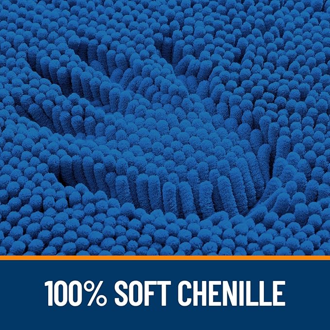 OLANLY Large Bathroom Rugs 40x32, Soft Absorbent Chenille Bath Rugs, Rubber Backing Quick Dry, Machine Washable Bath Mats for Bathroom Floor, Tub and Shower, Home Decor Accessories, Deep Navy Blue