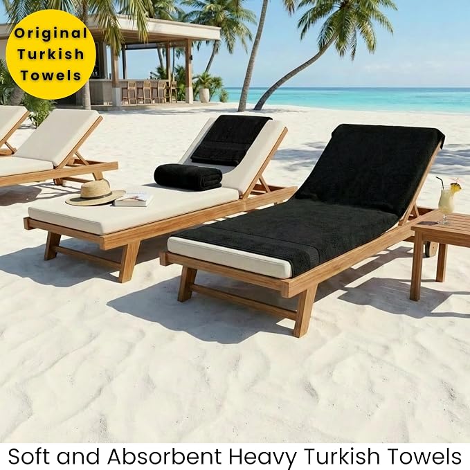 SALBAKOS 2-Piece 100% Turkish Cotton Extra Large Bath Towel 35x70 inch | Premium Hotel Quality Bath Sheet Towels | Thick, Soft, Absorbent, Oversized Bath & Beach Towels (Black, 2 Bath Sheets)